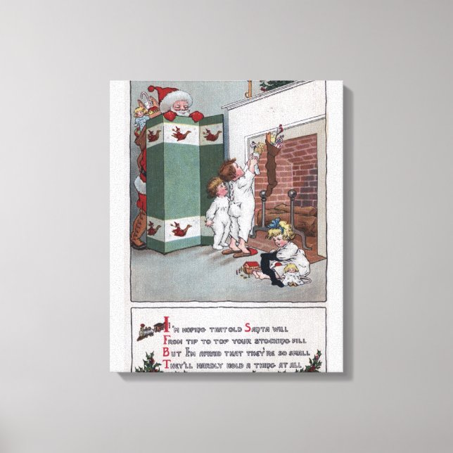 Toile Père Noël Regardez derrière l'écran (Recto)