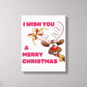 TOILE PÈRE NOËL REINDEER VOUS SOUHAITE UNE JOLIE NOËL