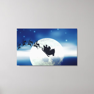 Toile Père Noël Silhouette Sur Le Mur De La Lune