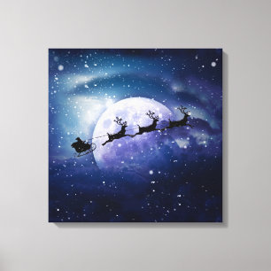 Toile Père Noël Sleigh   Imaginaire Galaxy Christmas Nig