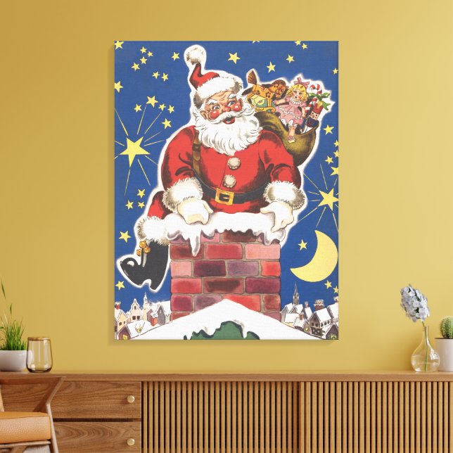 Toile Père Noël vintage, Cette Nuit Avant Noël (Insitu(Salon))