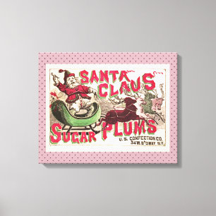 Toile Père Noël Vintage Pralines Antique Bonbons