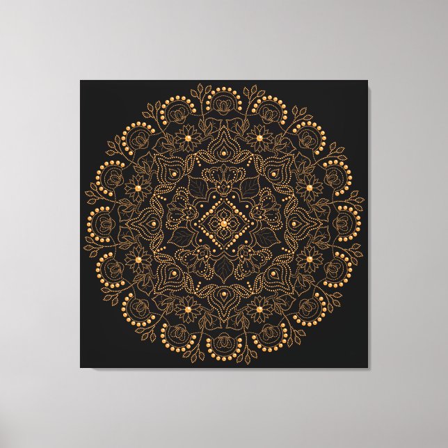 Toile Perle d'or Faux Mandala (Recto)