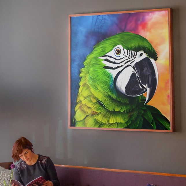 Toile Perroquet vert mignon généré par l'IA (Créateur téléchargé)