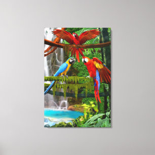 TOILE PERROQUETS AU PARADIS