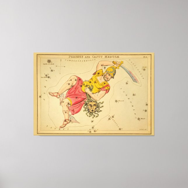 Toile Persée - Image de la carte astronomique Vintage (Recto)