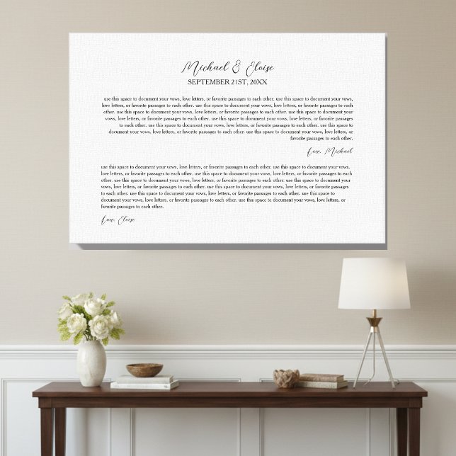 Toile Personalized Wedding Vows Keepsake (Personalized Wedding Vows Keepsake Canvas Print)