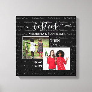 Toile Personnalisé 2 Photo Maintenant Alors BESTIES