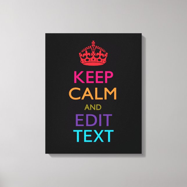 Toile Personnalisé KEEP CALM Votre texte Multicolore (Recto)