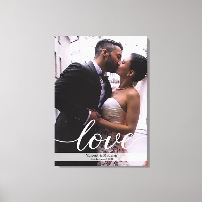 Toile Personnalisé Newlyweds Mariage Photo Love script (Recto)