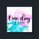 Toile Personnalisé 'Un jour à la fois' disant avec nom<br><div class="desc">"Un jour à la fois" comme vous le diriez. Avec la délicate beauté de la peinture aquarelle. Personnalisez-le avec votre nom à l'aide de l'outil de personnalisation.</div>