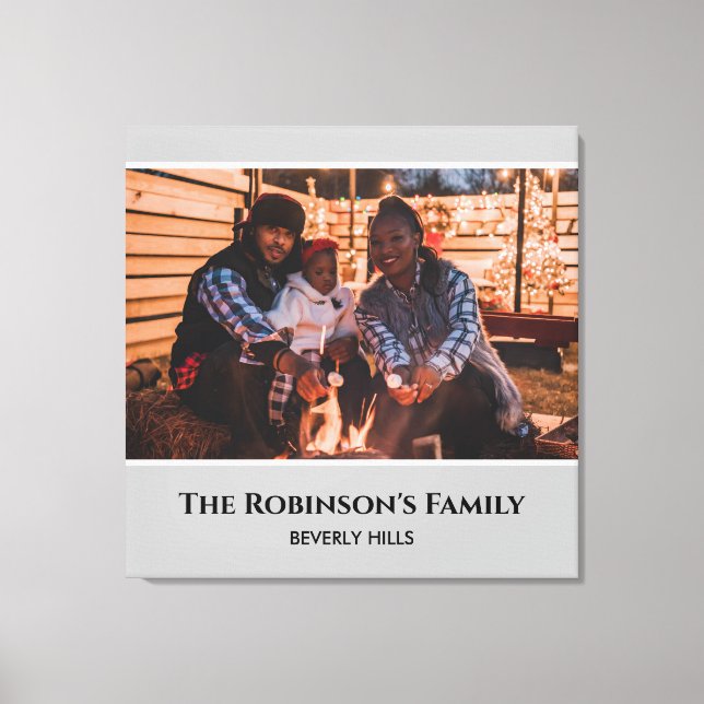 Toile Personnalisé votre photo dans un cadre gris avec d (Recto)