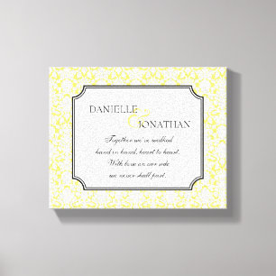 Toile personnalisée mariage damassé jaune