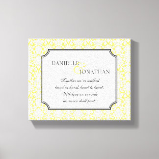 Toile personnalisée mariage damassé jaune
