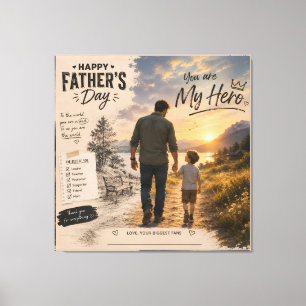 Toile personnalisée pour père et fils héros