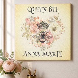 Toile personnalisée Shabby Chic Crown Bee