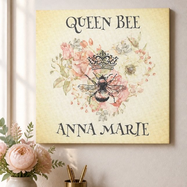 Toile personnalisée Shabby Chic Crown Bee (Créateur téléchargé)