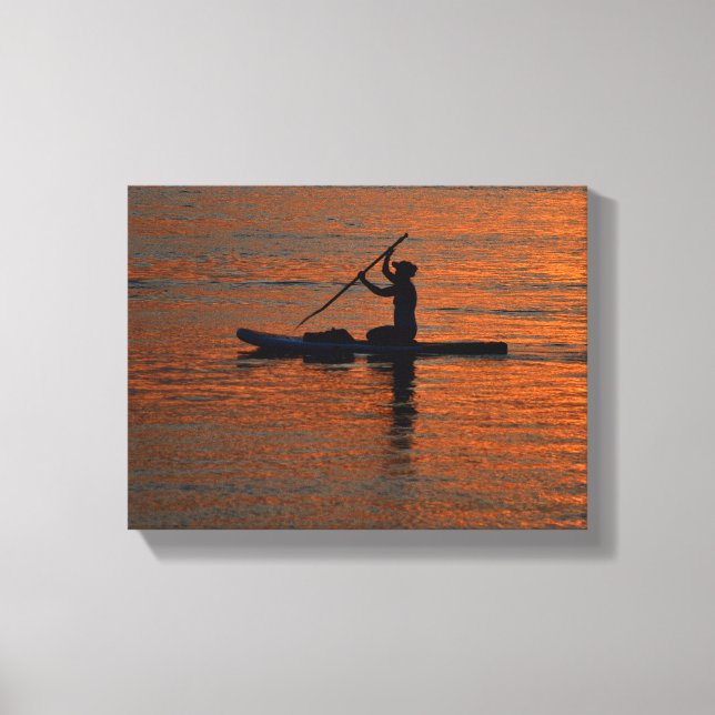 Toile Personne silhoutte kayak à la rivière (Recto)