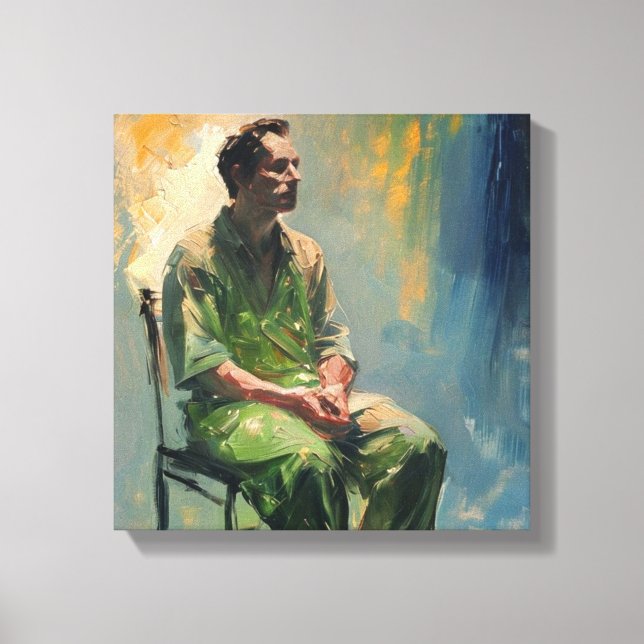 Toile personne solitaire assise dans une pièce sommairem (Recto)