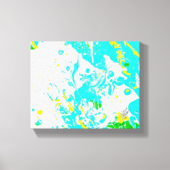 Toile Perspective Supérieure Cyan Jaune Abstrait (Recto)