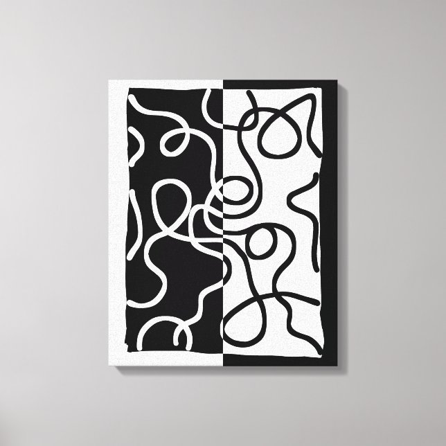 Toile Persuasion linéaire I : Abstrait noir et blanc (Recto)