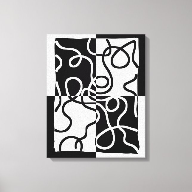 Toile Persuasion linéaire II : noir et blanc Abstrait (Recto)