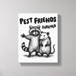 Toile Pest Friends Forever Black Print Canvas