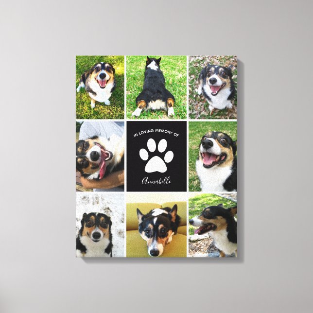Toile Pet Memorial Custom Chien 8 Photo Collage (Recto)
