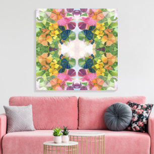 Toile Pétales de fleurs colorés motif aquarelle peinture