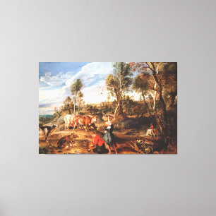 Toile Peter Paul Rubens Milkmaips avec du bétail sur une