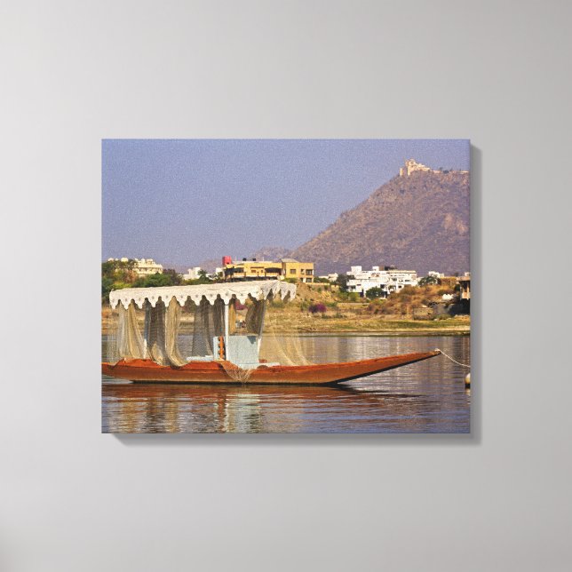 Toile Petit bateau, lac Pichola, Udaipur, Inde. (Recto)