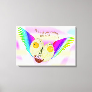 TOILE PETIT-DÉJEUNER OEUF VISAGE VOL AUX COULEURS DE PLA