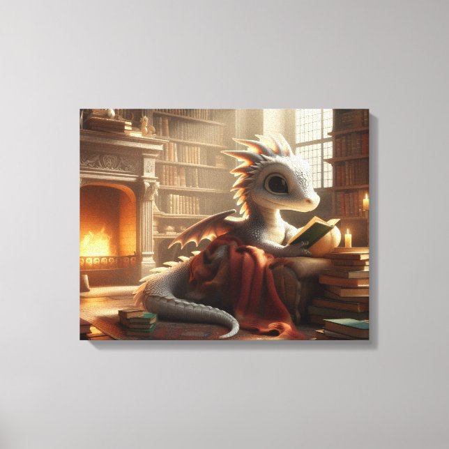Toile Petit Dragon Bibliophile (Recto)