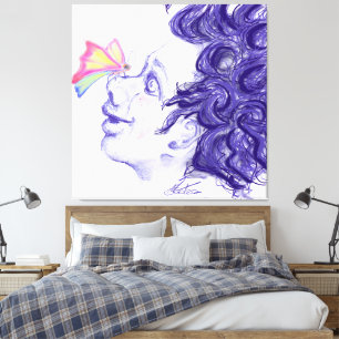 Toile Petit en admiration papillon sur le nez