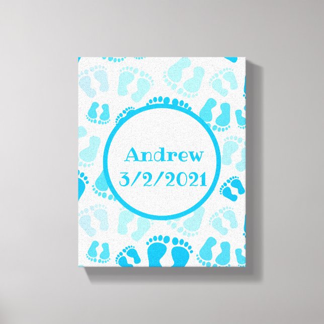 Toile Petit Garçon personnalisé Pieds bébé (Recto)