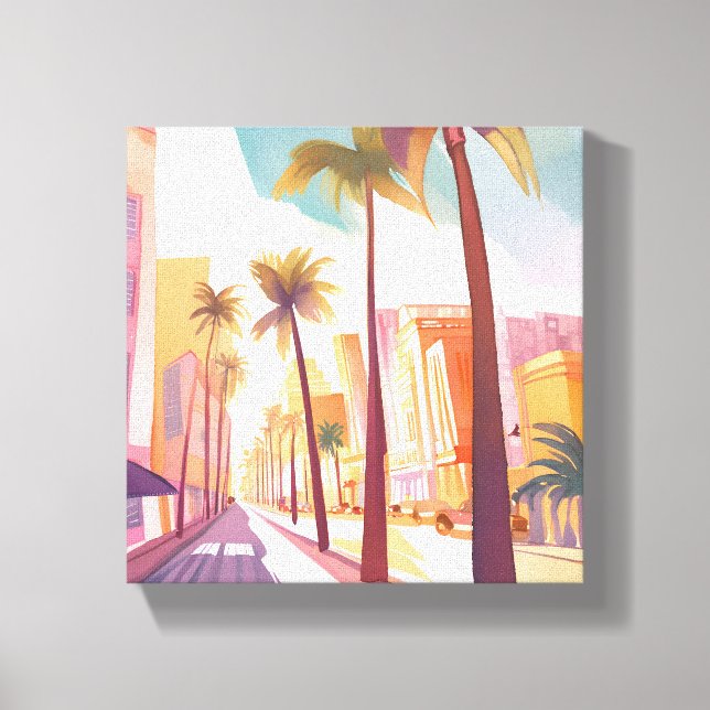 Toile Petit matin à Miami | Peinture à l'aquarelle de So (Recto)