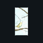 Toile Petit oiseau jaune perché sur une branche Recherch<br><div class="desc">Ce tableau est parfait pour votre collection d'oiseaux. Le petit oiseau jaune et pastel bleu arrière - plan de cette image sont simples mais apaisants et pourraient être facilement ajoutés à tout produit Zazzle offert. Choisissez cette illustration dès aujourd'hui.</div>