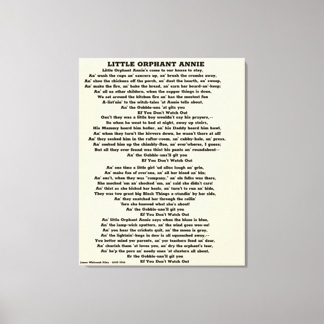 TOILE PETIT ORPHANT ANNIE POEM CANVAS IMPRIMER (Recto)