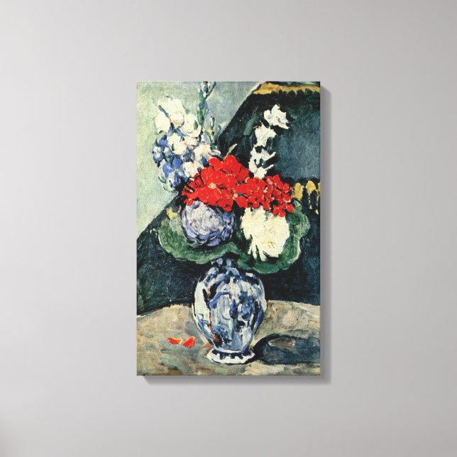 Toile Petit Vase Delft avec Fleurs de Paul Cezanne (Recto)