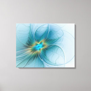 Toile Petite Beauté Moderne Bleu Or Fractal Art Flower