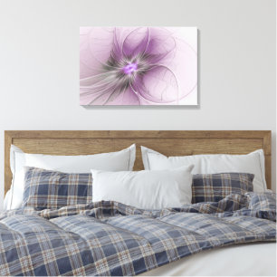 Toile Petite Beauté Moderne Gris Mauve Art Fractal Fleur