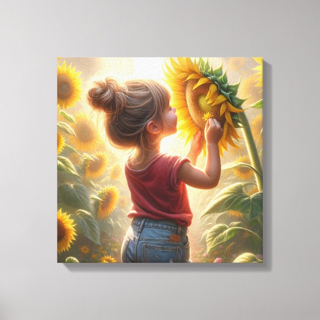 Toile Petite Fille Avec Tournesol (Recto)