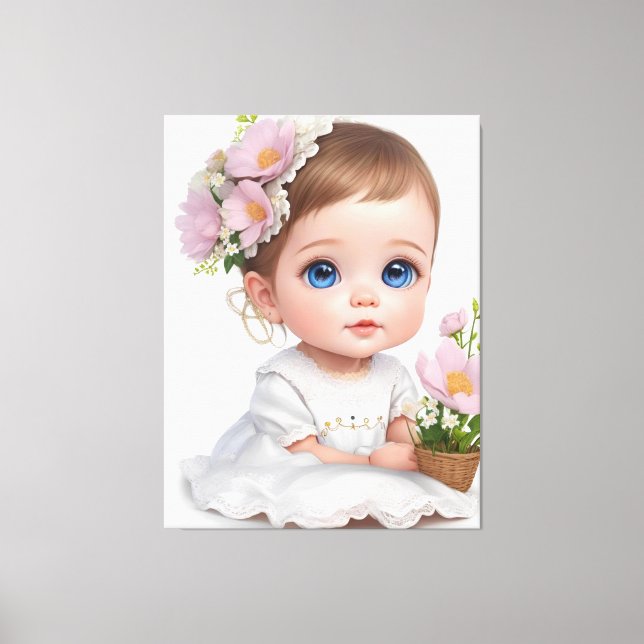 Toile Petite fille mignonne aux yeux bleus (Recto)
