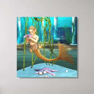 Toile Petite Sirène avec Fleur d'Anémone