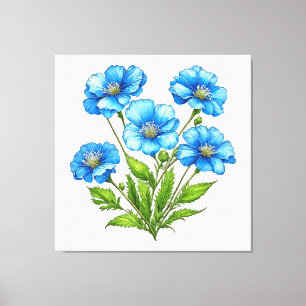 Toile Petites fleurs bleues