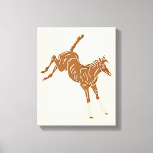Toile Petits Chevaux Brown - sur rose saumon.