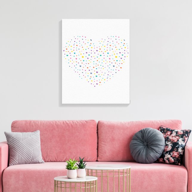 Toile Petits cœurs grand cœur - Aquarelle (Insitu(Salon))