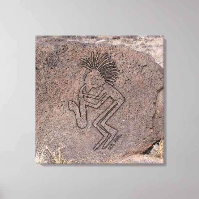 Toile Pétroglyphe de joueur de saxophone (Recto)