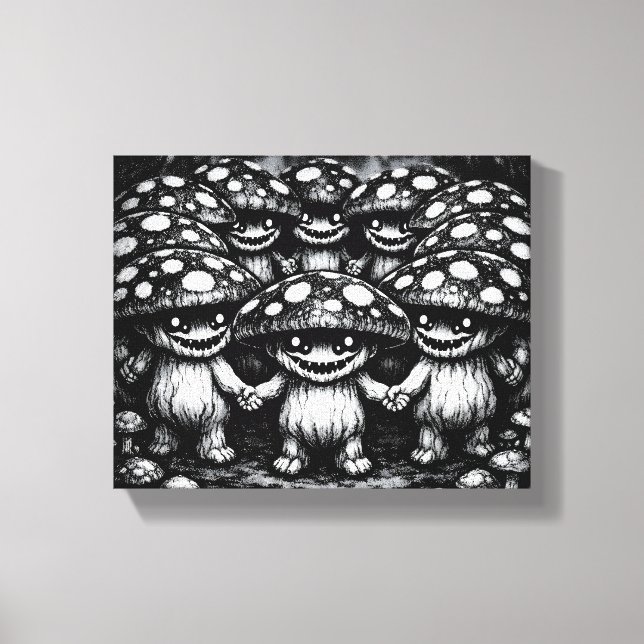Toile Peuple Champignon •  Créatures de la Forêt par Bur (Recto)