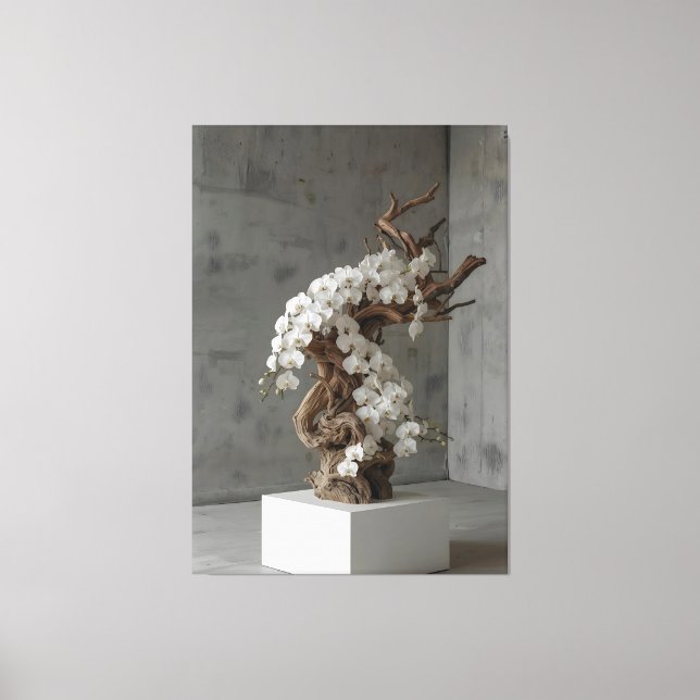 Toile Phalaenopsis White × Driftwood – Ascending Flow (Recto)